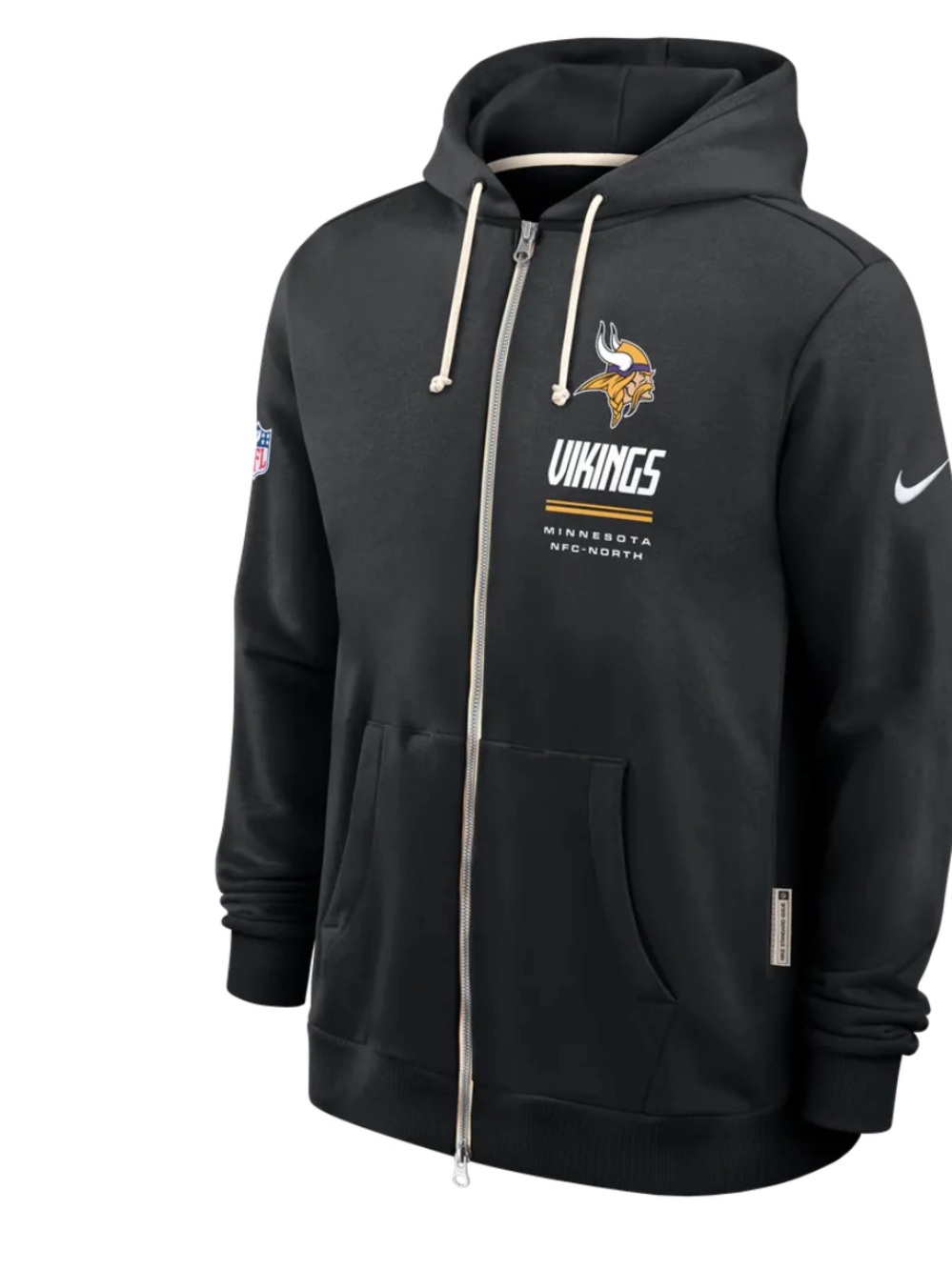 Nike NFL Black Minnesota Vikings Full-Zip Hoodie with Gold Logo size M